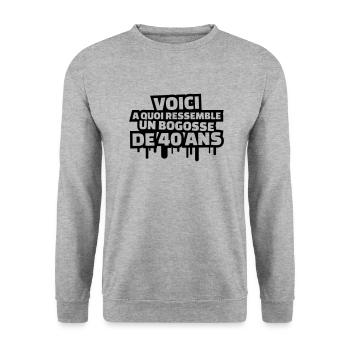 voici à quoi ressemble un bogosse de 40 ans - Sweat-shirt Unisexe - gris chiné - Devant - Alina (178cm) & Michal (187cm)