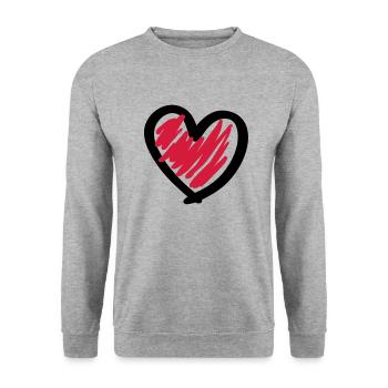 heart_design_f2 - Sweat-shirt Unisexe - gris chiné - Devant - Alina (178cm) & Michal (187cm)