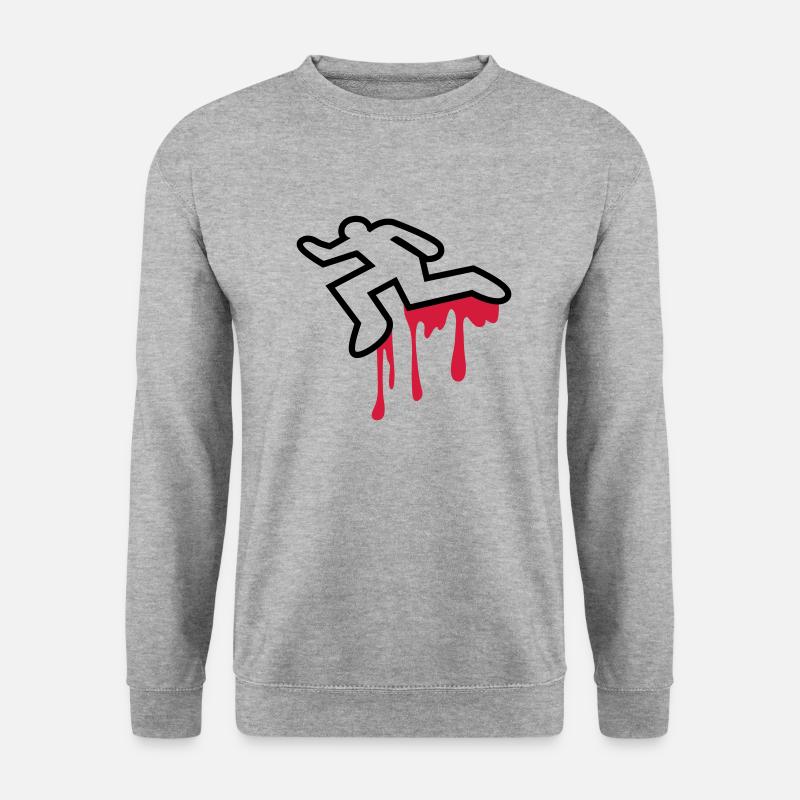 Mord Mord Leichenbeschauer Leiche umreißen - Unisex Pullover - Weißgrau meliert