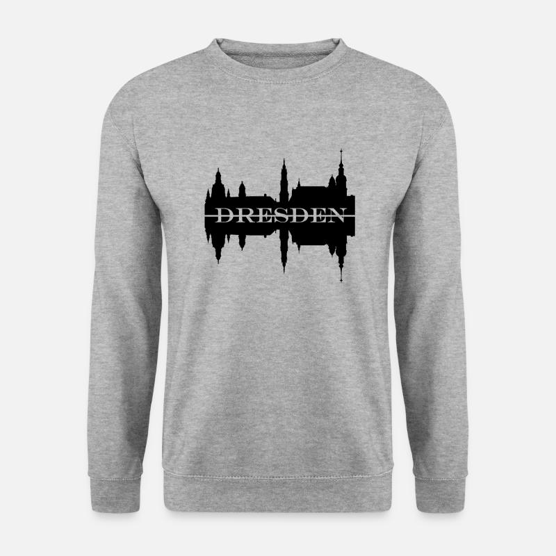 Dresden Skyline Sillhouette - Unisex Pullover - Weißgrau meliert