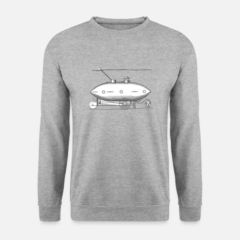 Vintage Uboot mit Taucher Old School Retro Design - Unisex Pullover - Weißgrau meliert
