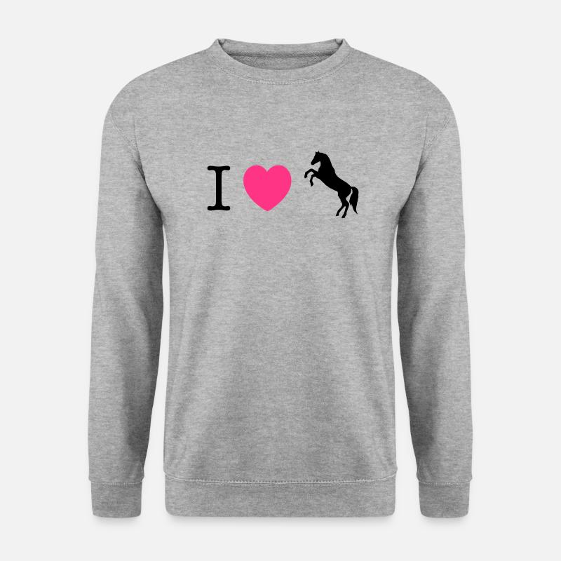 Ich liebe Pferde / Ponys - Unisex Pullover - Weißgrau meliert
