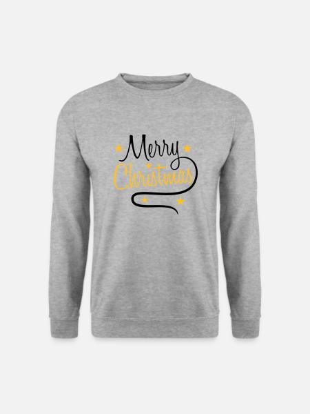 text design logo tanne sterne frohe christmas weih - Unisex Pullover - Weißgrau meliert