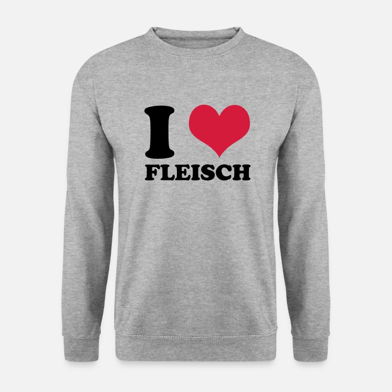 i love fleisch - Unisex Pullover - Weißgrau meliert