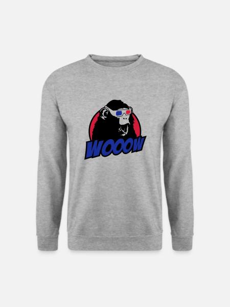 3D Glasses amazed Monkey - Unisex Sweatshirt - salt & pepper