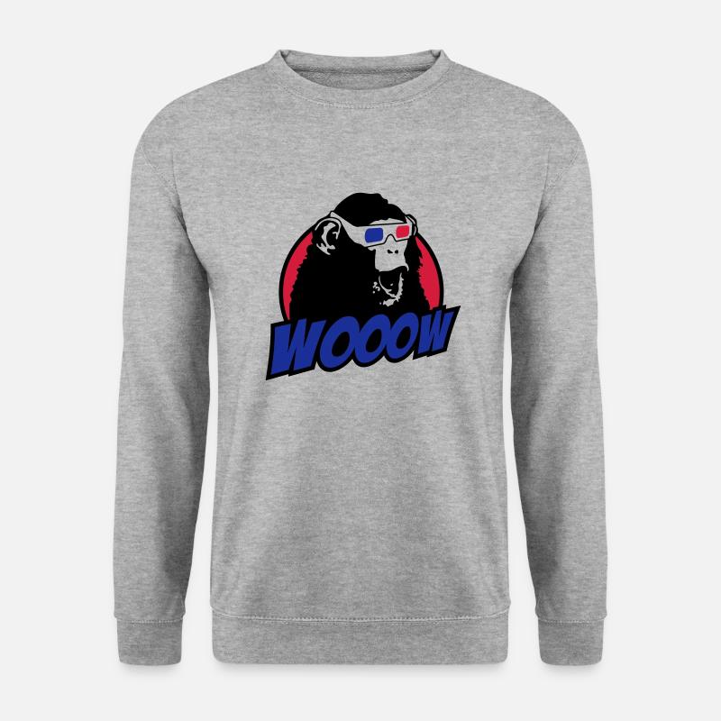 3D Glasses amazed Monkey - Unisex Sweatshirt - salt & pepper