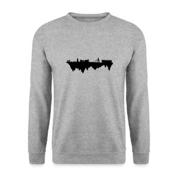 Suspended land city skyline Warszawa Polska Poland - Unisex Sweatshirt - salt & pepper - Front - Alina (178cm) & Michal (187cm)