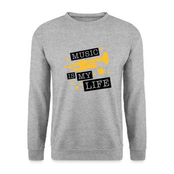 trompete_music_is_life_ge2 - Sweat-shirt Unisexe - gris chiné - Devant - Alina (178cm) & Michal (187cm)