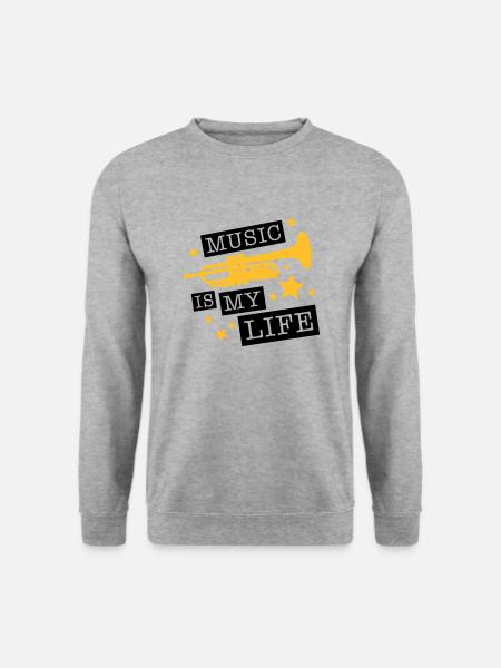 trompete_music_is_life_ge2 - Sweat-shirt Unisexe - gris chiné
