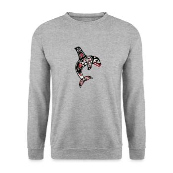 Orque Orque Indien Art Haïda - Sweat-shirt Unisexe - gris chiné - Devant - Alina (178cm) & Michal (187cm)