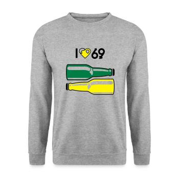 I love 69 - Unisex Sweatshirt - salt & pepper - Front - Alina (178cm) & Michal (187cm)