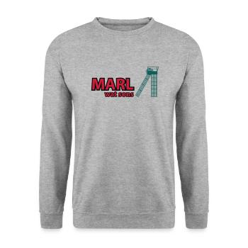 marl - Unisex Pullover - Weißgrau meliert - Vorne - Alina (178cm) & Michal (187cm)