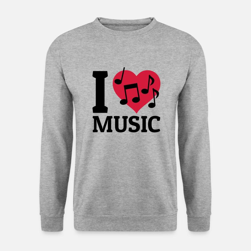 I love Music - Unisex Pullover - Weißgrau meliert