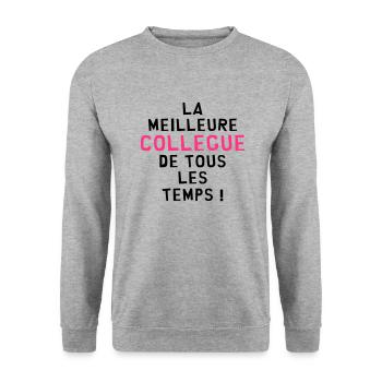 Collègue / Bureau / Travail / Collegue Entreprise - Sweat-shirt Unisexe - gris chiné - Devant - Alina (178cm) & Michal (187cm)