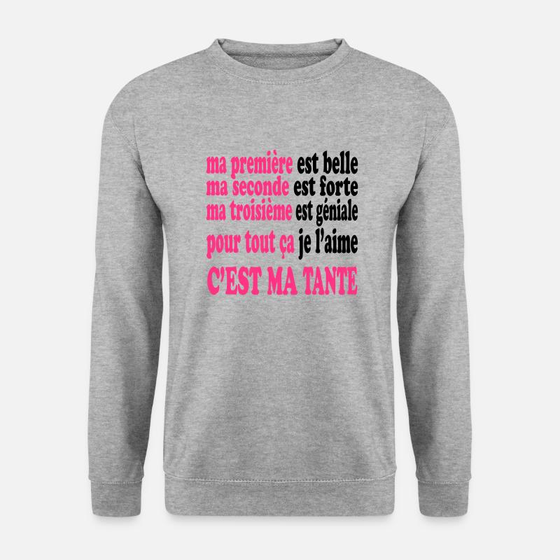 Ma tante est belle - Unisex Pullover - Weißgrau meliert