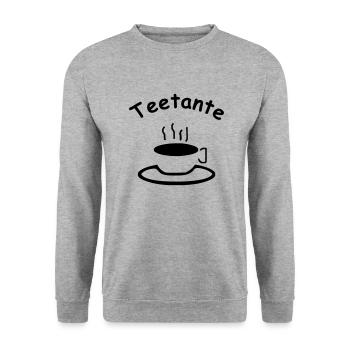 teetante - Unisex Pullover - Weißgrau meliert - Vorne - Alina (178cm) & Michal (187cm)
