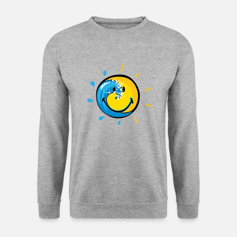 Smiley Splash Sun - Unisex Pullover - Weißgrau meliert
