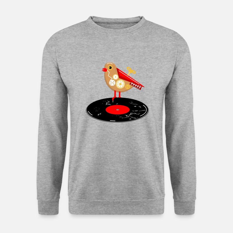 mechanischer Vogel - Unisex Pullover - Weißgrau meliert