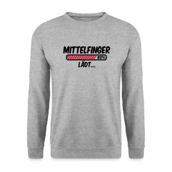 Mittelfinger lädt - Unisex Pullover - Weißgrau meliert - Vorne - Alina (178cm) & Michal (187cm)