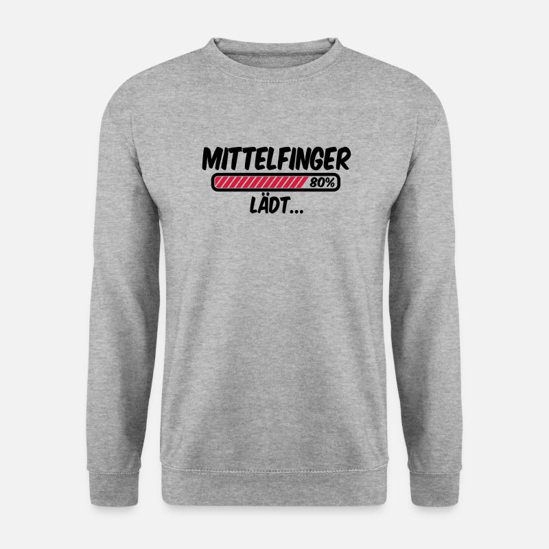 Mittelfinger lädt - Unisex Pullover - Weißgrau meliert