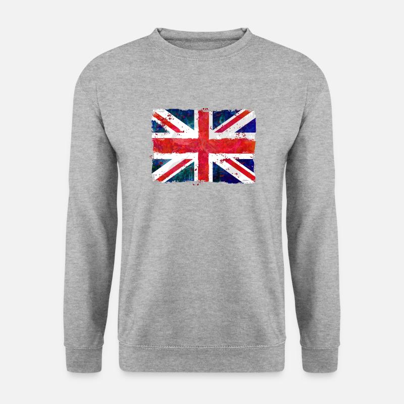 Union Jack - UK Flag - Unisex Pullover - Weißgrau meliert