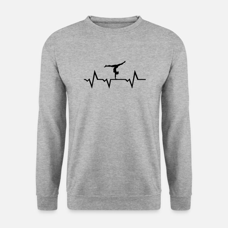 Turnen, Turnerin, Herzschlag - Unisex Pullover - Weißgrau meliert