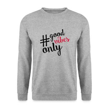 good vibes hashtag - Unisex Pullover - Weißgrau meliert - Vorne - Alina (178cm) & Michal (187cm)
