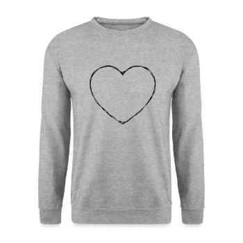 Abstract Heart Crooked Strokes Decorative Lines - Unisex Sweatshirt - salt & pepper - Front - Alina (178cm) & Michal (187cm)
