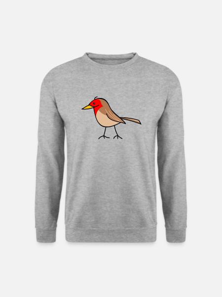 lustiges Rotkehlchen - Unisex Pullover - Weißgrau meliert