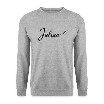 julian - Unisex Pullover - Weißgrau meliert - Vorne - Alina (178cm) & Michal (187cm)