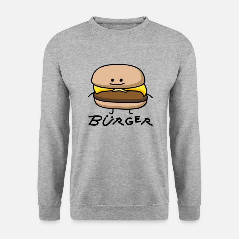 Burger als Bürger - Unisex Pullover - Weißgrau meliert