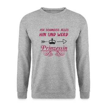prinzessin_02 - Unisex Pullover - Weißgrau meliert - Vorne - Alina (178cm) & Michal (187cm)