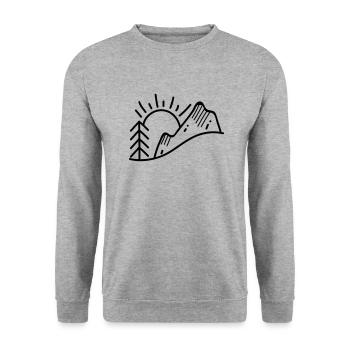 Montagne montagnes soleil arbre forêt nature paysage sommet - Sweat-shirt Unisexe - gris chiné - Devant - Alina (178cm) & Michal (187cm)