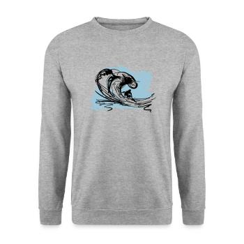 Surf Barrel - Unisex Pullover - Weißgrau meliert - Vorne - Alina (178cm) & Michal (187cm)