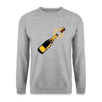 Flaschen-Alkohol-Verschluss springt - Unisex Pullover - Weißgrau meliert - Vorne - Alina (178cm) & Michal (187cm)