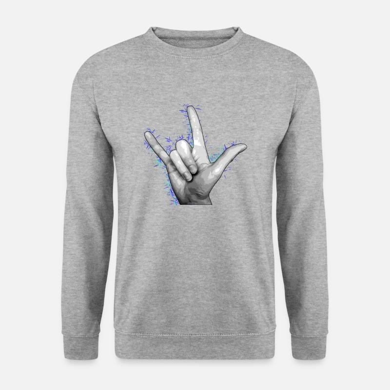 LOVE YOU Blau - Unisex Pullover - Weißgrau meliert