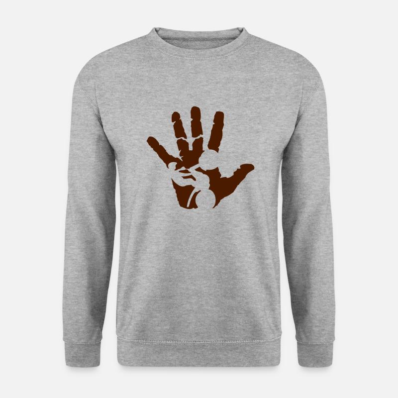 Hand motorrad trial - Unisex Pullover - Weißgrau meliert