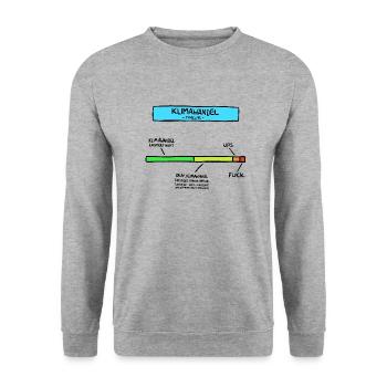 Klimawandel Satire - Unisex Pullover - Weißgrau meliert - Vorne - Alina (178cm) & Michal (187cm)
