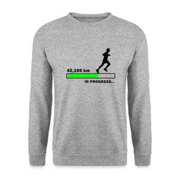 42.195 km in Progress - Unisex Sweatshirt - salt & pepper - Front - Alina (178cm) & Michal (187cm)