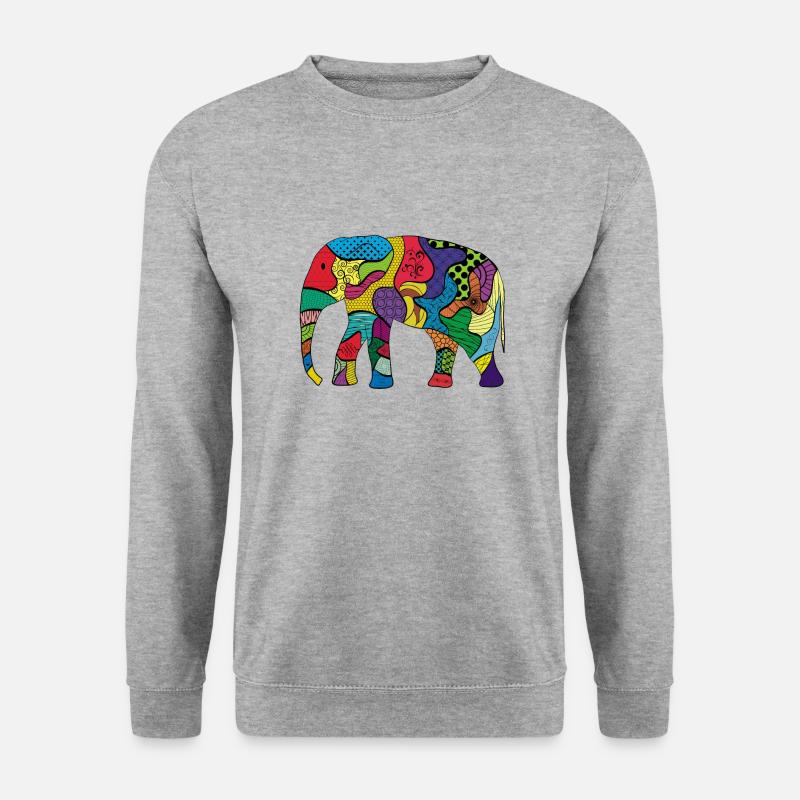 Elefant - Unisex Pullover - Weißgrau meliert