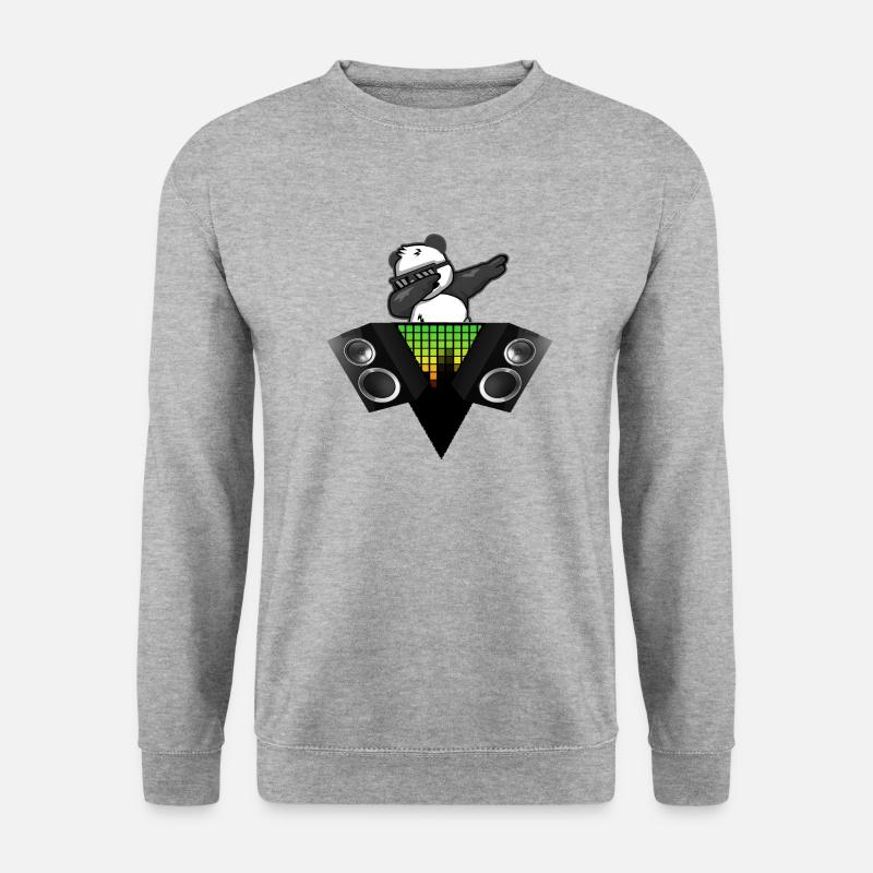 begeisterter Panda - Unisex Pullover - Weißgrau meliert