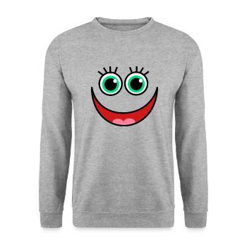 Funny face eyes design - Unisex Sweatshirt - salt & pepper - Front - Alina (178cm) & Michal (187cm)