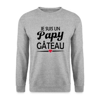 je suis un papy gâteau - Sweat-shirt Unisexe - gris chiné - Devant - Alina (178cm) & Michal (187cm)
