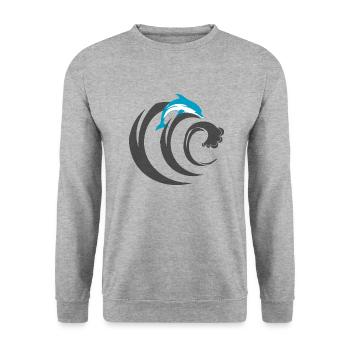 Dolphin Delfin - Unisex Pullover - Weißgrau meliert - Vorne - Alina (178cm) & Michal (187cm)