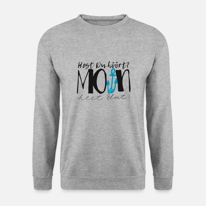 moin heet dat - Unisex Pullover - Weißgrau meliert