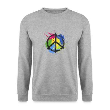 T-shirt vibration positive. - Sweat-shirt Unisexe - gris chiné - Devant - Alina (178cm) & Michal (187cm)