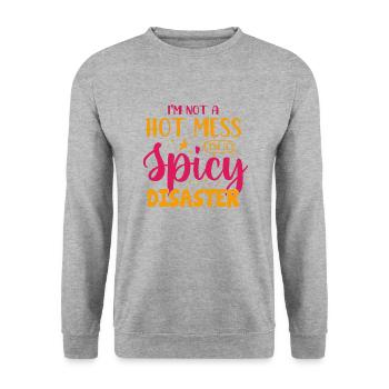 Fête des mères Maman i’m not a hot mess - Sweat-shirt Unisexe - gris chiné - Devant - Alina (178cm) & Michal (187cm)