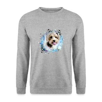 Havaneser,Bolognais,Maltais,chien,graffitis,peintres - Sweat-shirt Unisexe - gris chiné - Devant - Alina (178cm) & Michal (187cm)