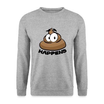 SHIT HAPPENS POOP - Unisex Pullover - Weißgrau meliert - Vorne - Alina (178cm) & Michal (187cm)