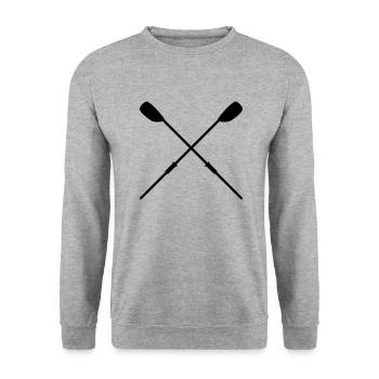 Gekreuzte Skulls Rudern - Unisex Pullover - Weißgrau meliert - Vorne - Alina (178cm) & Michal (187cm)